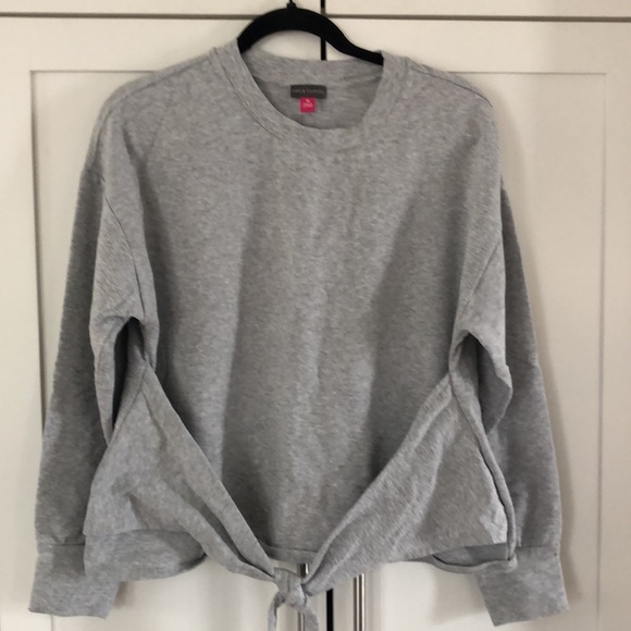 Vince Camuto Grey Crew Neck Wrap Front Sweatshirt Cotton/Spandex M - Picture 2 of 4